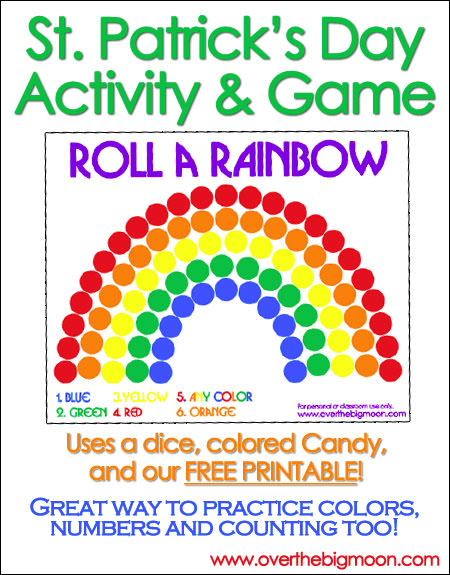 Roll A Rainbow St. Patrick's Day Activity & Game from Over the Big Moon