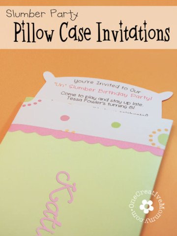 Free Pillow Case Slumber Party Invitations Template {OneCreativeMommy.com}