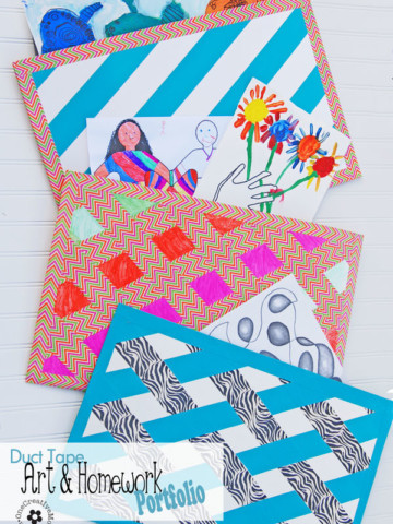 Tame your kids art and homework with a Duck Tape Art Portfolio! {Kids' Project} OneCreativeMommy.com