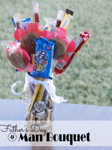 DIY Man Bouquet / Candy Bouquet -- Perfect for Father's Day! {OneCreativeMommy.com} #fathersday