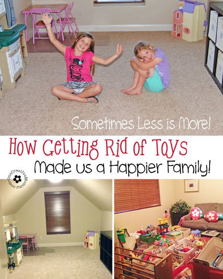 It is possible for kids to have too much of a good thing. Find out how getting rid of most of our toys made us a happier family! {OneCreativeMommy.com}