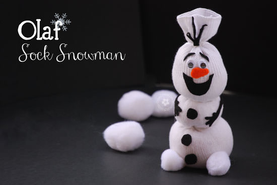 Do You Want To Build a Snowman? {Olaf Sock Snowman Tutorial from OneCreativeMommy.com} Frozen Birthday Party & Snowman Craft for Kids