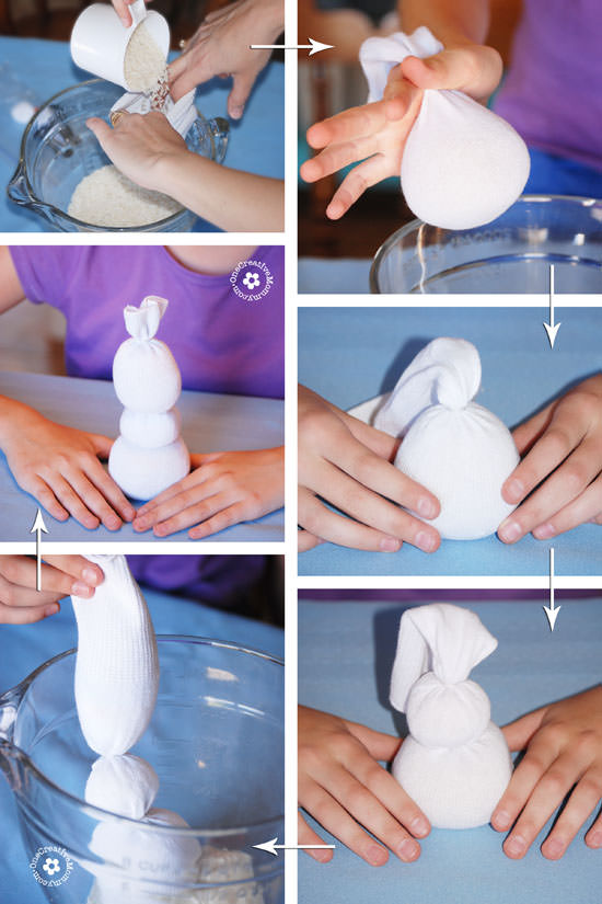 Do You Want To Build a Snowman? {Olaf Sock Snowman Tutorial from OneCreativeMommy.com} Frozen Birthday Party & Snowman Craft for Kids