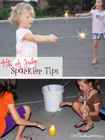 Fourth of July Sparkler Tips--Have a fun and safe holiday! {OneCreativeMommy.com} #4thofJuly #FourthofJuly