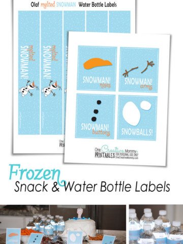 Frozen Printables {Snack and Water Bottle Labels--Perfect for a Frozen Party} OneCreativeMommy.com