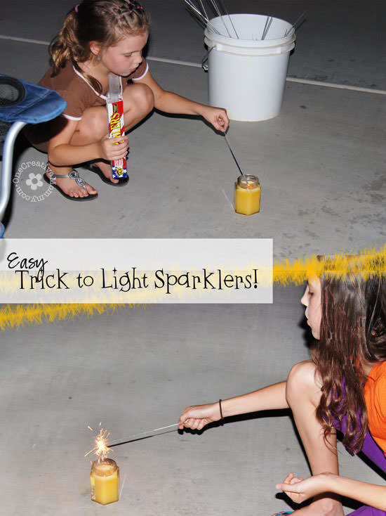 Make lighting sparklers simple with this quick tip! {OneCreativeMommy.com}