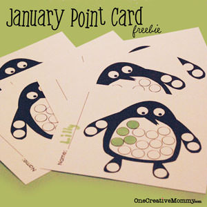 How to Motivate Kids with Point Cards {Penguin} OneCreativeMommy.com #printable