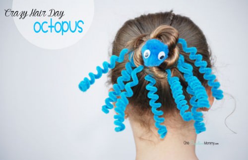 Crazy Hair Day doesn't have to mean ugly hair -- Check out this adorable Octopus Hair {OneCreativeMommy.com}