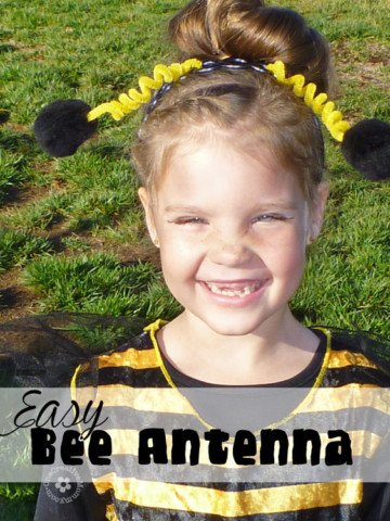 Easy Floppy Bee Antenna for Halloween {Works for Ladybug or Butterfly, too!} OneCreativeMommy.com #halloweencostumes #kidshalloweencostumes