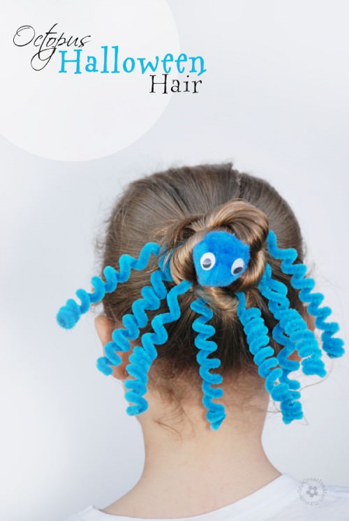 Crazy Hair Day doesn't have to mean ugly hair -- Check out this adorable Octopus Hair {OneCreativeMommy.com}