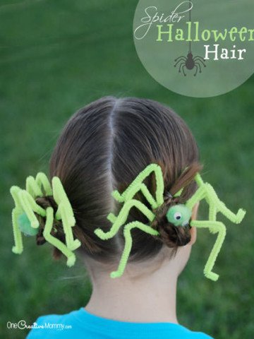 Perfect for Crazy Hair Day or Halloween, this Spider Hair tutorial is easy and fun! {OneCreativeMommy.com}