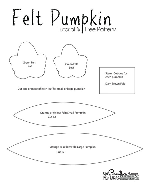 Free Felt Food Pattern Pumpkins - onecreativemommy.com