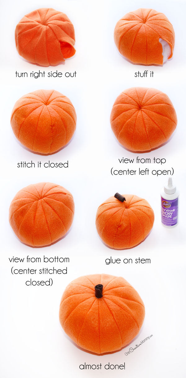 Felt food pumpkins tutorial {OneCreativeMommy.com}