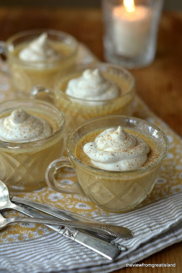 Pumpkin Pot de Crème with Maple Whipped Cream from The View from Great Island {25 Thanksgiving Dessert Recipes from OneCreativeMommy.com}