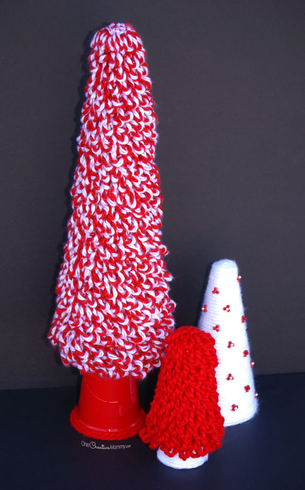 Easy Yarn Christmas Tree Decor {OneCreativeMommy.com} DIY Christmas Decorating Ideas