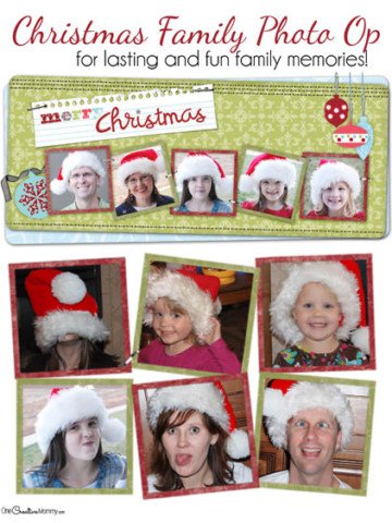 Too hard to get everyone to smile at once? Grab some Santa hats and get silly! Have some Holiday Family Photo Fun! {Christmas Family Picture Idea}