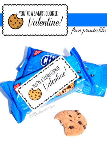 Do you have a Smart Cookie at your house? Show them you care with this adorable Free Printable Valentine. {Cute Printable from OneCreativeMommy.com} Just print and serve it up with your child's favorite cookies this Valentine's Day!