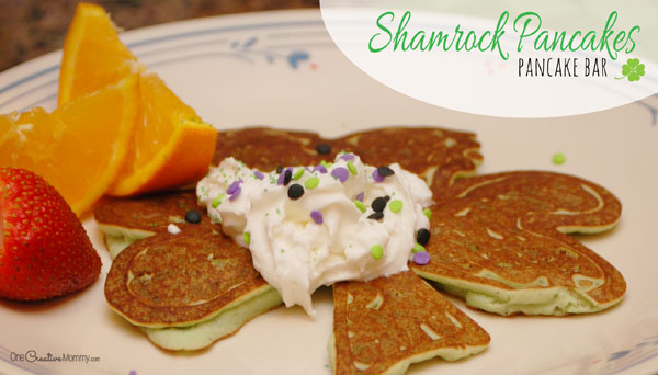 Relax after a busy day with #BreakfastNight! I'll show you how to create these fun Shamrock pancakes that your kids will love! {Get the tutorial from OneCreativeMommy.com} This would be perfect for St Patricks Day!! 