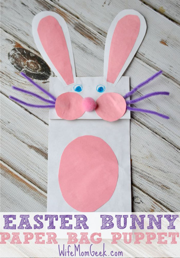 Cute Easter Kids Craft Roundup on OneCreativeMommy.com {Easter Bunny Paper Bag Puppet and more}