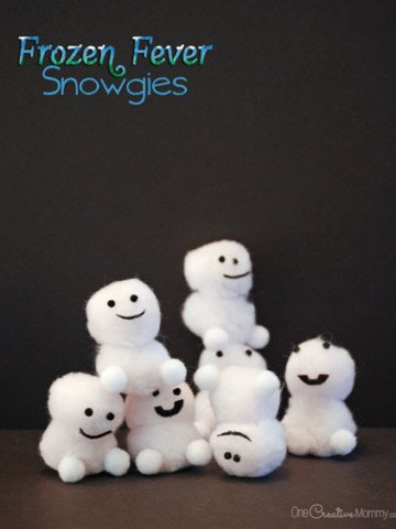 Quick and Easy Snowgies Craft for Kids inspired by Frozen Fever! {Soon your house will be covered with these adorable baby snowmen!} Tutorial on OneCreativeMommy.com