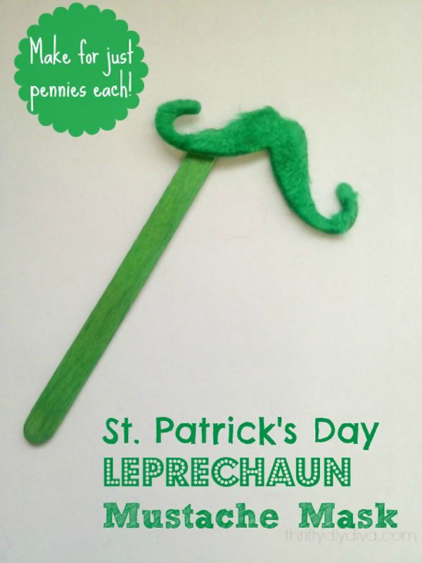 Fun Leprechaun Mustache Craft from Roundup of 19 Amazing St Patricks Day Crafts for Kids on OneCreativeMommy.com
