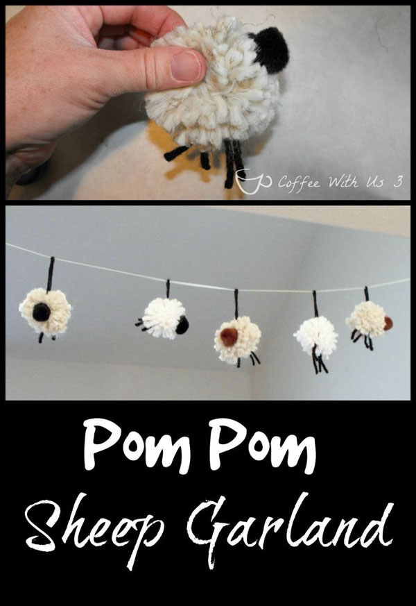 Cute Easter Kids Craft Roundup on OneCreativeMommy.com {Pom-Pom Sheep Garland Craft and more}
