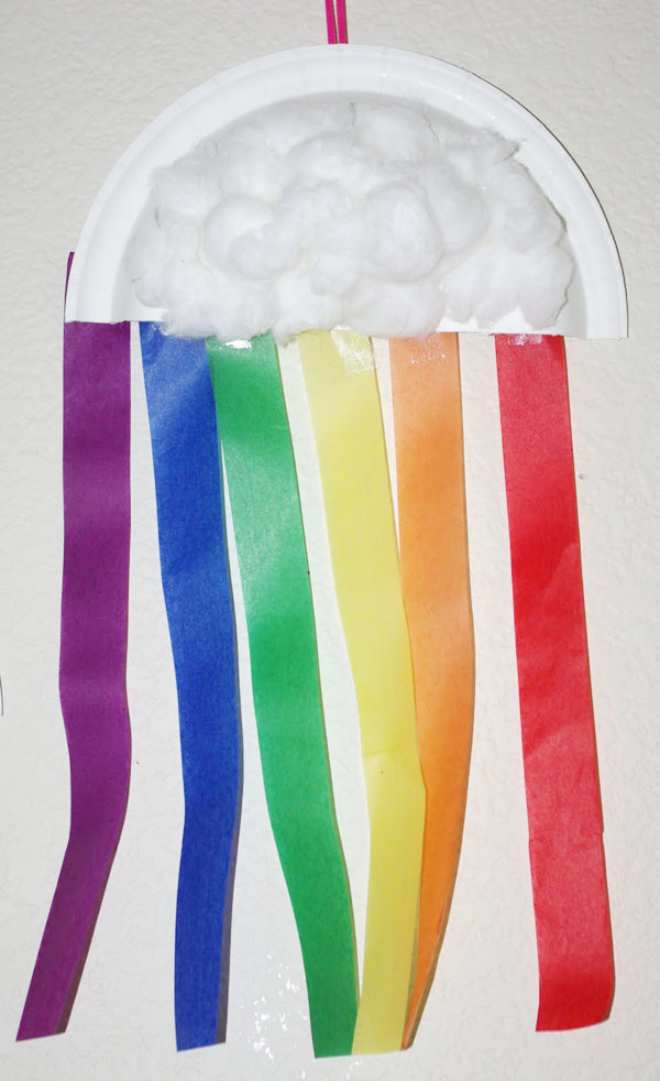 Awesome Streamer Rainbow Kids Craft from Roundup of 19 Amazing St Patricks Day Crafts for Kids on OneCreativeMommy.com