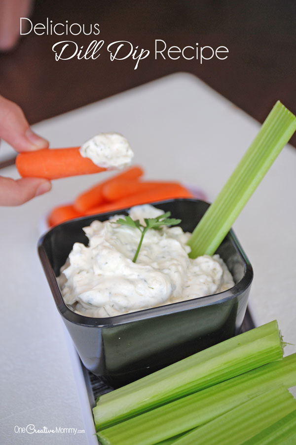 Delicious Dill Dip Recipe -- A perfect appetizer for picnics, family dinners and game night {OneCreativeMommy.com} Gluten free!