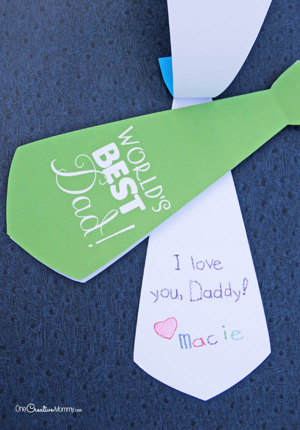 Cute printable Necktie Father's Day card {OneCreativeMommy.com} 
