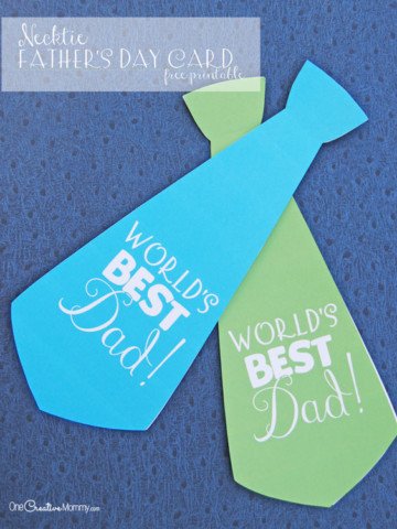 Cute printable Necktie Father's Day card {OneCreativeMommy.com}