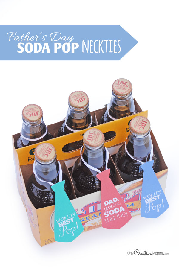 Fun Soda Pop Neckties for Father's Day {Quick and Easy gift idea from OneCreativeMommy.com}