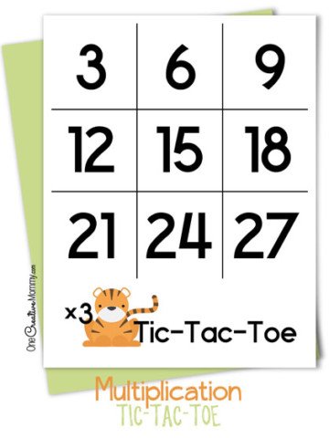 Keep kids learning this summer with a fun Tic-Tac-Toe Multiplication Math game! Free printables for beginners and advanced learners. {OneCreativeMommy.com}
