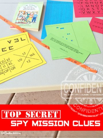 Such fun spy birthday party ideas! Send the kids to spy training and then on a top secret mission to find the hidden time bomb. Great ideas for clues, too! {OneCreativeMommy.com}