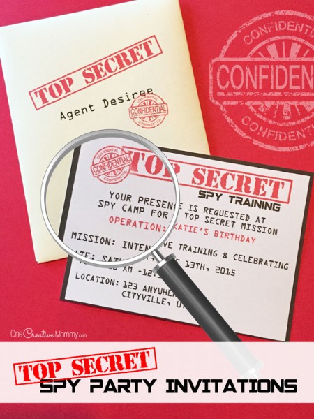 Printable Spy Party Invitations - onecreativemommy.com