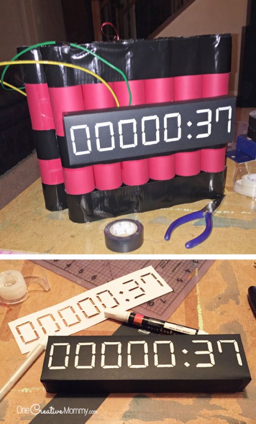 Pinata Timer Spy Birthday Party Time Bomb Piñata - onecreativemommy.com