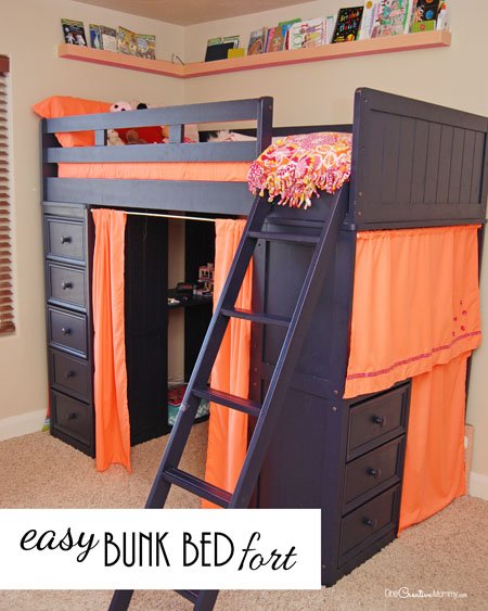 Fun Bunk Bed Fort, Diy Top Bunk Bed Curtains