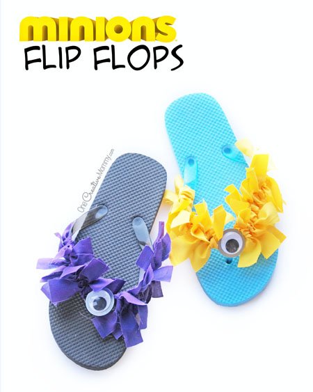 Minion Flip Flops Summer Kids Craft - onecreativemommy.com