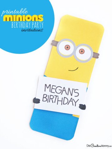 Cute Minion Party Invitations | Choose Free Silhouette Cutting Files or Free Printable {OneCreativeMommy.com} Love these!