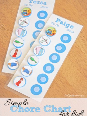 Help little ones establish routines and learn responsibility with this super simple chore chart for kids! {OneCreativeMommy.com}