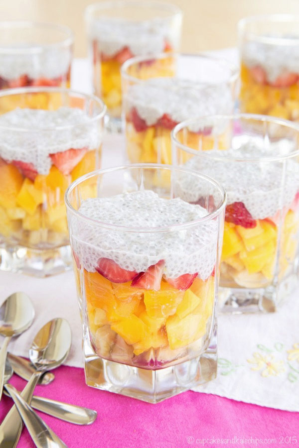 Tropical Fruit Salad with Coconut Chia Cream {Part of the Best Summer Fruit Salad Recipes Roundup on OneCreativeMommy.com}