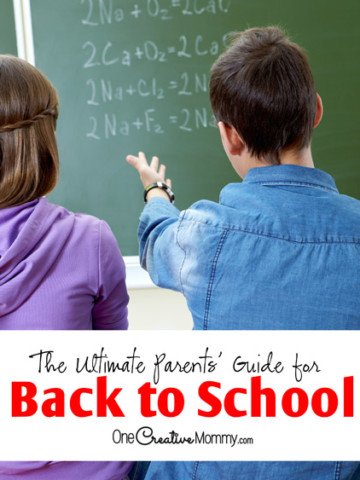 The Ultimate Parent's Guide for Back to School | Great tips to start the school year off right! {OneCreativeMommy.com} Organization, Crafts, Printables and more!