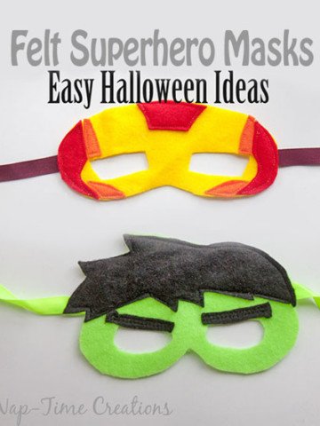 These felt superhero masks would be so fun for dress up or Halloween! {Nap-time Creations via OneCreativeMommy.com} DIY Halloween Costumes for Kids