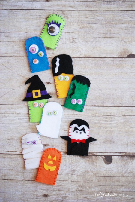 Adorable Felt Halloween Finger Puppets - onecreativemommy.com