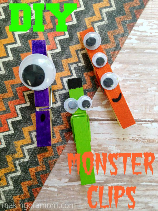 Halloween Monster Clips from Making of a Mom {Featured on OneCreativeMommy.com | Fantastic Halloween Class Party Ideas}