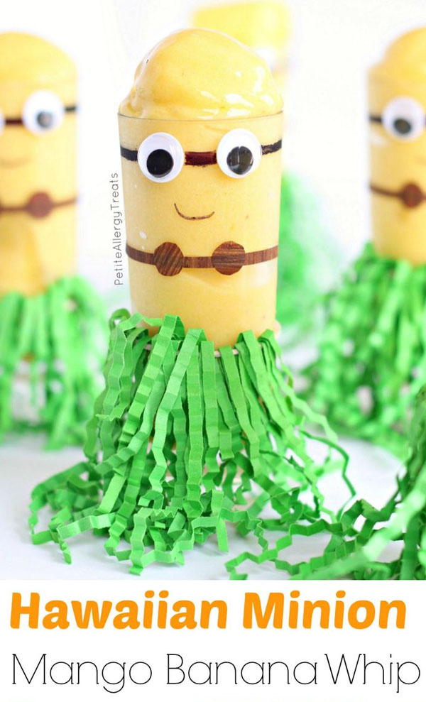 Minion Mango Banana Whip from Petite Allergy Treats | Featured on Minions Party Roundup {OneCreativeMommy.com} So many great ideas!