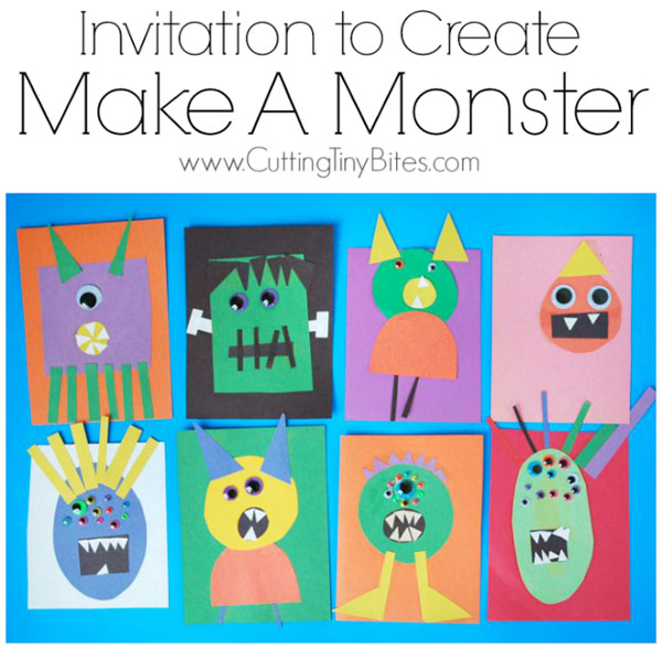 Make a Monster Craft from Cutting Tiny Bites {Featured on OneCreativeMommy.com | Fantastic Halloween Class Party Ideas}