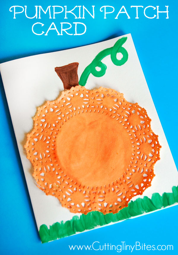 Adorable Pumpkin Patch Card from Cutting Tiny Bites {Featured on OneCreativeMommy.com | Fantastic Halloween Class Party Ideas}