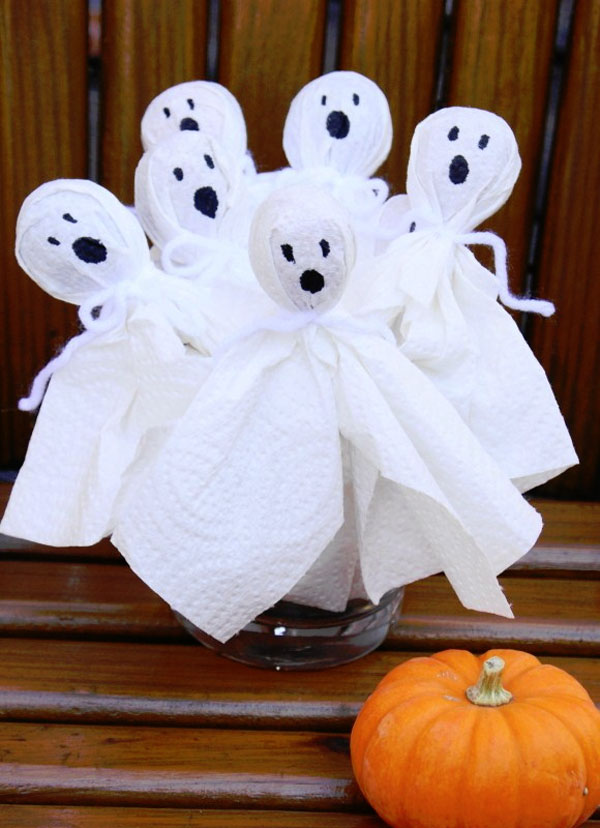 Easy Tootsie Pop Ghosts from The Kitchen is My Playground {Featured on OneCreativeMommy.com | Fantastic Halloween Class Party Ideas}