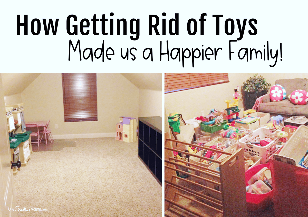 We got rid of toys, and now we're happier than ever! {OneCreativeMommy.com} Organization tips