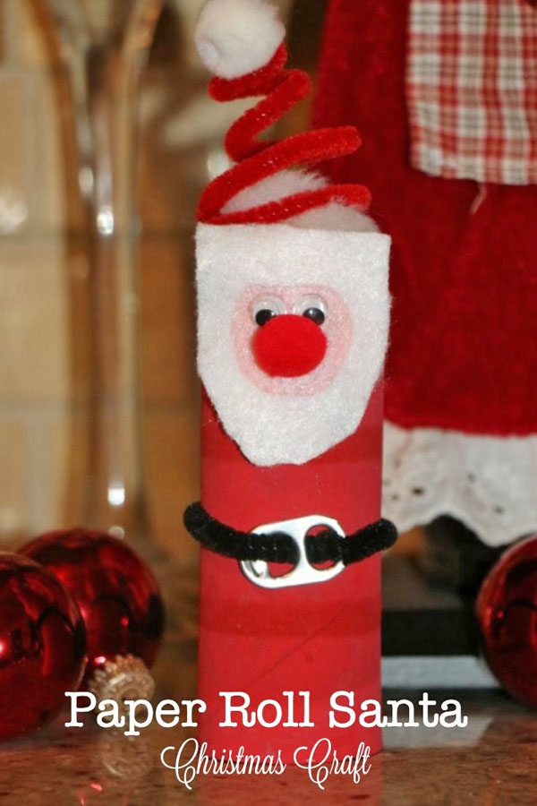 Adorable Paper Roll Santa Kids Craft | Featured with 29 Awesome Classroom Christmas Party Ideas {OneCreativeMommy.com}